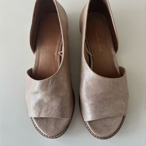 Anthropologie Bronze Metallic Open-Toe Flats